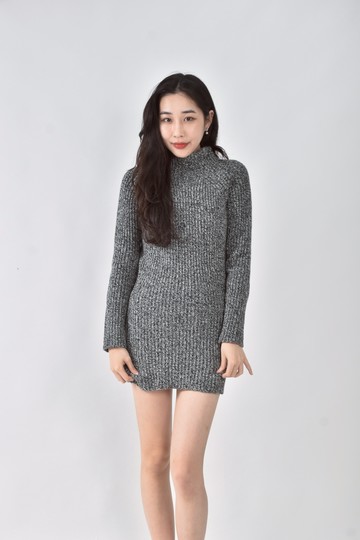 (M) lamagie femme秋冬針織高領混織灰色毛衣