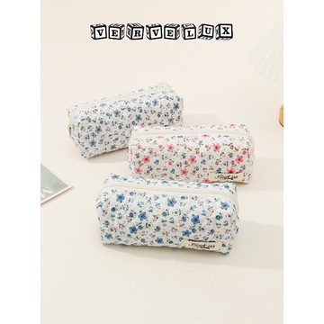 两件9.9折🔥臺灣出貨🔥可開發票✅2026新款ins大容量小碎花化妝包小清新收納便攜式高顏值筆袋包 廠