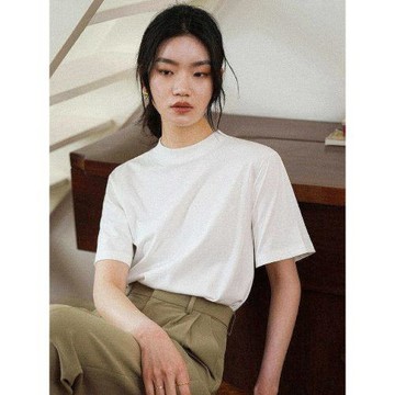 徐莫西 黑科技冰氧酷涼爽冰感棉白色短袖正肩T恤女夏內搭打底上衣