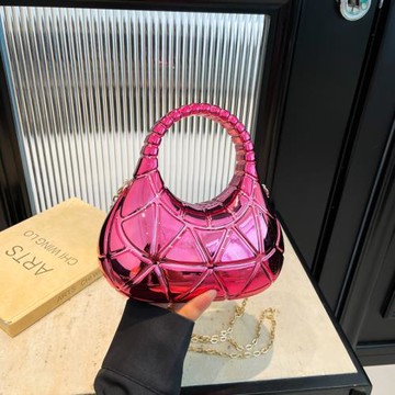 復古夏季包包女2025鐳射新款時尚潮流單肩包休閑手提包簡約新月包