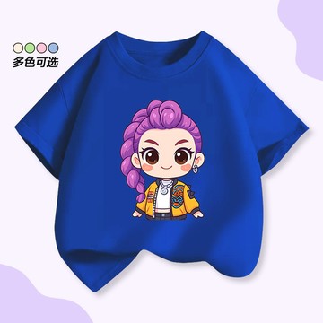 kpop獵魔女團魯米Rumi可愛卡通 周邊 親子裝 學生T恤 夏季新品 純棉 寬鬆大尺碼 洋氣上衣 小中大童 男女童短袖
