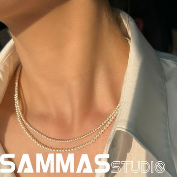 SAMMAS 【水晶珍珠項鏈】現貨 2/3/4/5/6mm正圓珍珠項鍊 珍珠鏈 14K金項鍊 高品質 輕奢 閨蜜 情侶