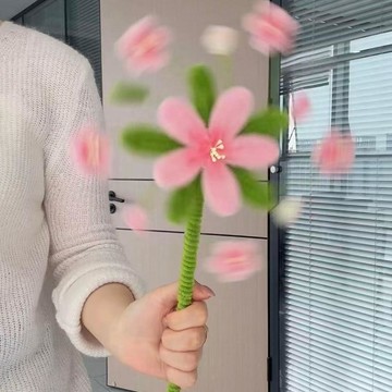 臺灣出🔥🔥手持春日桃花 風車 扭扭棒 手工材料包 送女友 新款 全套編織扭扭棒材料