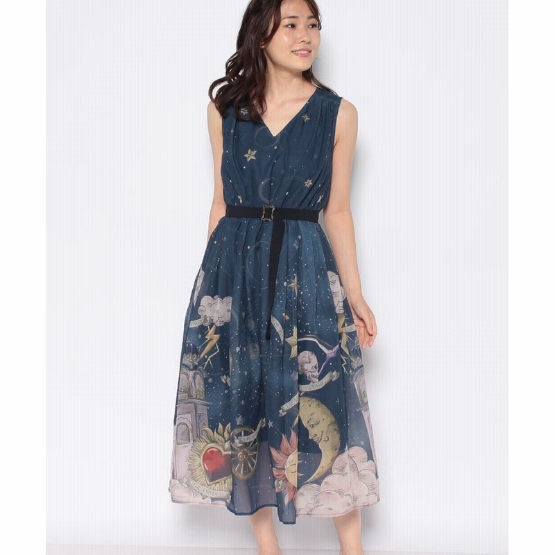 Axes Femme アクシーズファム タロットカードモチーフワンピース レディース ネイビー 通販 Lineポイント最大1 0 Get Lineショッピング