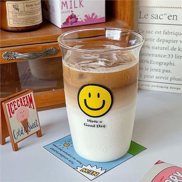 韓國ins風玻璃水杯耐熱咖啡杯家用喝水杯子創意小清新果汁飲料杯