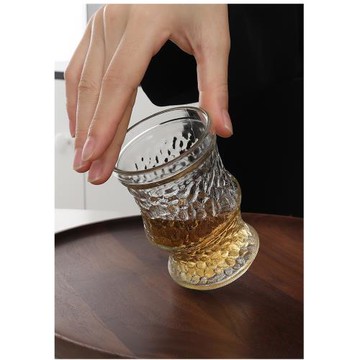 Tchowan初云原創手作玻璃杯 酒杯威士忌杯錘紋日式綠茶杯啤酒杯子