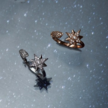 SOIRÉE BY N.Y. 蒔華芮︱星緞鋯石開口式戒指(玫瑰金色/銀色銀色)