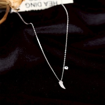 銀飾今生s925純銀項鏈鋯石號角鎖骨鏈氣質優雅簡約項鏈淑女高級感1入