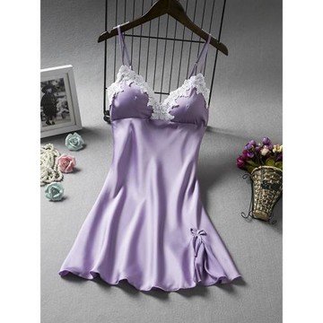 冰絲性感睡衣女夏季薄款絲質吊帶睡裙帶胸墊清新可愛家居服