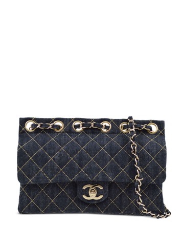 CHANEL Pre-Owned - 2006 diamond-quilted denim shoulder bag - women - Denim - One Size - Blue