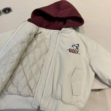 Ju暖~男女童棉衣秋冬新款洋氣寶寶連帽加絨上衣加厚外套兒童棉服潮 男童外套 兒童秋冬外套 保暖夾克 棉服