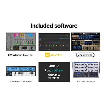 Novation Launchkey 25 MK3 USB MIDI Keyboard 25 Keys Controller with Software Pack with AudioBox 96 Audio Interface, Mic Kit, ＆ Adjustable Suspension