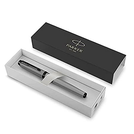 PARKER IM 万年筆 マットグレー ブラックトリム 細字 ブルーインクカートリッジ ギフトボックス