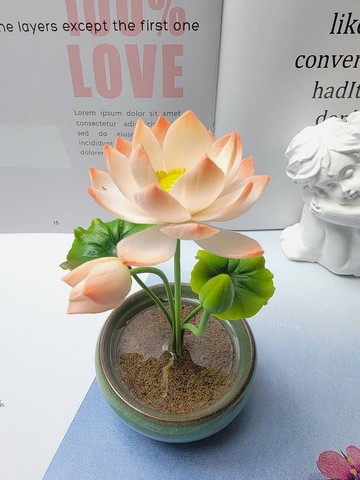 冷瓷土/黏土花藝-荷花小盆栽/送禮