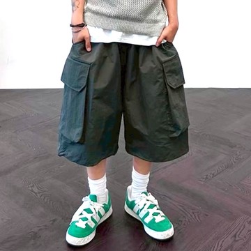 【AMERO】男裝 女裝 尼龍工裝短褲 七分 鬆緊褲頭