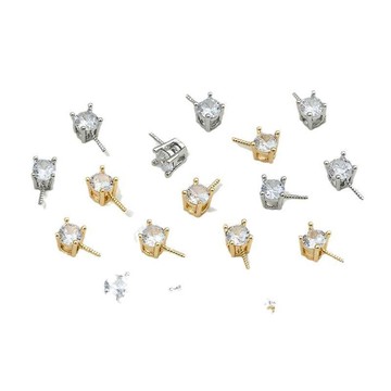 Ala-保色14k包金經典戴妃單鋯珠針空托隔珠吊墜diy手工粘珍珠飾品配件