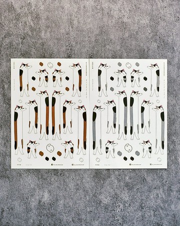 伸長三色貓 喵喵貼紙