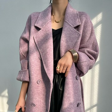 【巴黎精品】100%羊毛大衣毛呢外套-高級感雙排扣寬鬆加厚女外套5色a1dg4