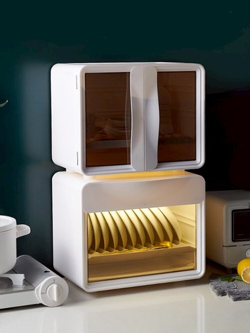 廚房置物架碗碟碗盤瀝水收納架多功能臺面防塵帶蓋大容量收納碗柜