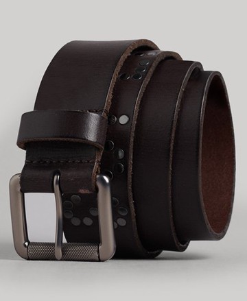 Superdry Men's Men's Vintage Branded Belt Brown / Stud Dark Brown - Size: S