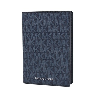 MICHAEL KORS 緹花LOGO對開護照夾-藍色