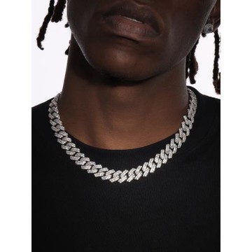 GRGR歐美菱形滿鉆古巴項鏈13mm嘻哈說唱cuban link鎖骨鏈男士潮流