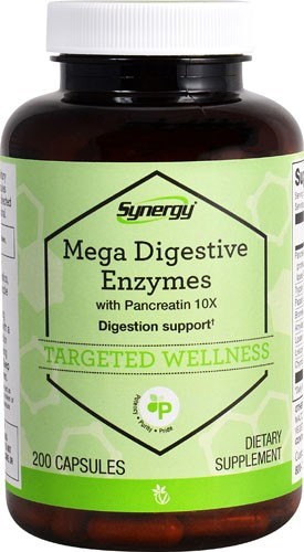 Vitacost Synergy Mega Digestive Enzymes with Pancreatin 10X 200 Capsules