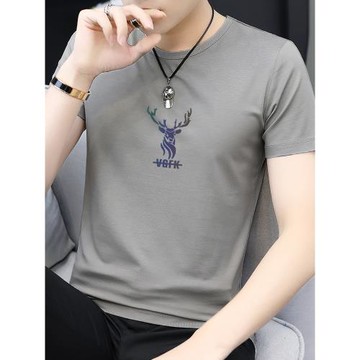 莫代爾短袖t恤男裝2025新款夏季印花體恤上衣服冰絲速干涼感半袖