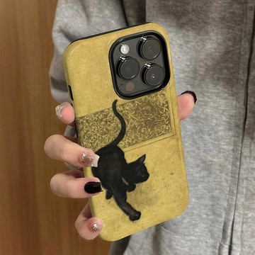 圖騰黑貓蘋果17Promax手機殼iPhone16plus菲林15pro雙層14二合一13爆款1211x