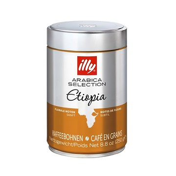 Illy 意利咖啡 衣索比亞 Ethiopia 單品咖啡豆 全豆 無研磨 義大利原裝進口 專利氮氣加壓包裝技術鎖著香氣 100%阿拉比卡咖啡豆  250g  1罐