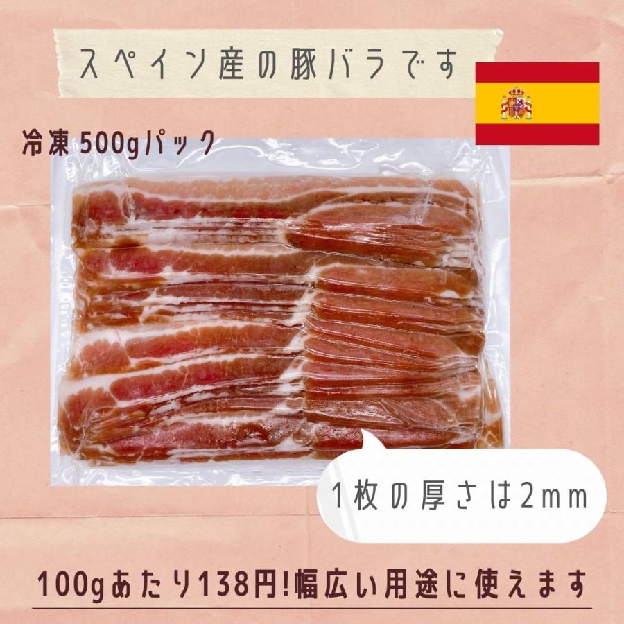 豚バラ2ｍｍスライス　冷凍　お徳用 500ｇパック　スペイン産