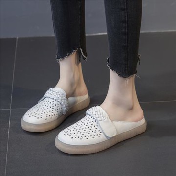 今年夏季新款洞洞涼鞋女外穿軟底孕婦鞋包頭半拖鞋平底懶人一腳蹬