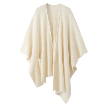 加厚純山羊絨大披肩女秋冬寬松時尚百搭V領開衫保暖斗篷披巾E2807