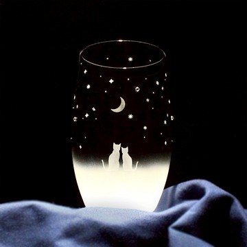 一起仰望新月夜空吧 / L尺寸貓咪圖案玻璃杯 vol.1-L