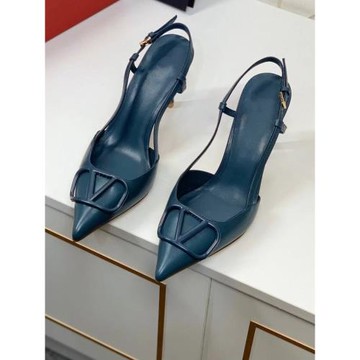 霧藍色涼鞋女2025夏季新款金屬高跟鞋一字式扣帶包頭高跟涼鞋爆款