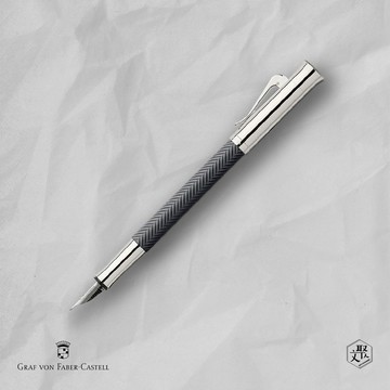 【Graf von Faber-Castell】 繩紋飾 鋼筆-黑綢緞 M尖 VIP刻字服務 (原廠正貨)