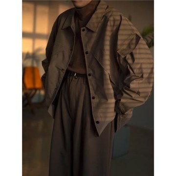 InOurTime 三防日系復古工裝夾克翻領外套女春秋寬松街頭情侶中性