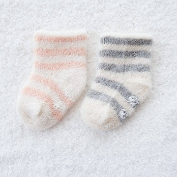 日本糸季ORGANIC GARDEN-嬰幼兒保暖襪(2色/2尺寸可選) - 粉條紋10至12公分