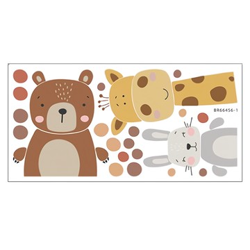 jb design 童趣風壁貼 br66456 80g 兒童房裝飾壁貼  圓點動物風  30 x 60cm  1個