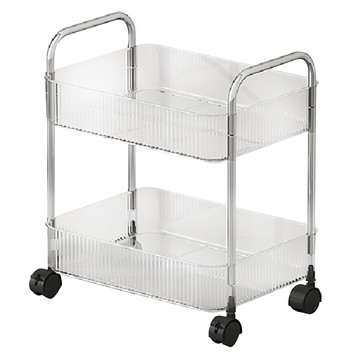 FAmILyLIFE 生活 透明附輪夾縫置物架 基本款 2層 34 x 24.5 x 45cm 1kg  透明色