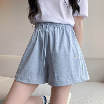透氣短褲  速幹工裝短褲女  藏青色夏天夏季  寬鬆闊腿中褲  WH輕薄運動五分褲子