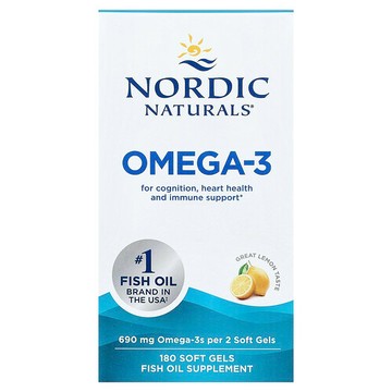 Nordic Naturals, Omega-3，檸檬味，180 粒軟膠囊（每粒軟膠囊 345 毫克）