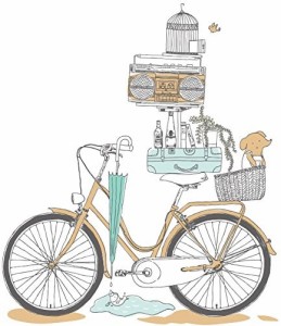 ウォールステッカー レトロ おしゃれな自転車 積み上げた雑貨 イラスト風 通販 Lineポイント最大1 0 Get Lineショッピング