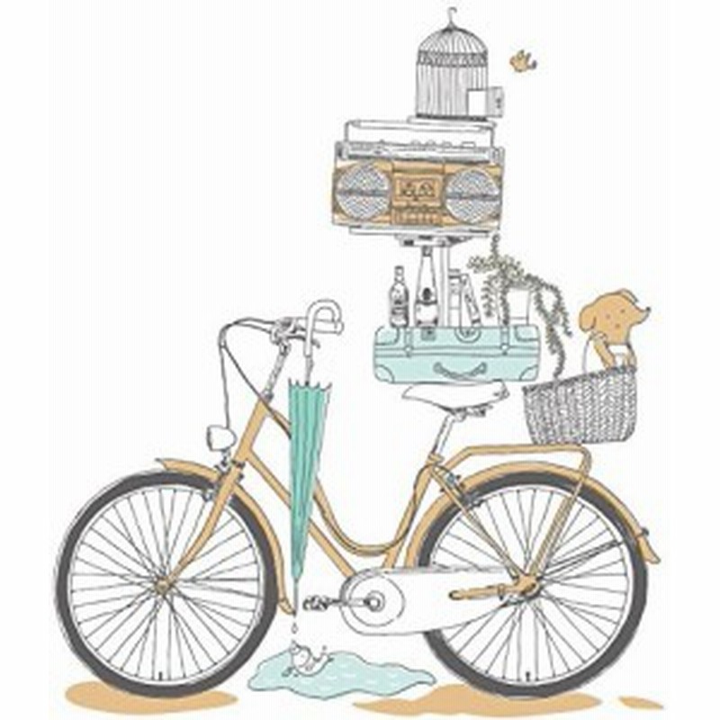 ウォールステッカー レトロ おしゃれな自転車 積み上げた雑貨 イラスト風 通販 Lineポイント最大5 0 Get Lineショッピング