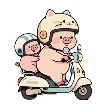 【臺灣出貨】卡通小豬騎車自粘貼紙電動車臥室牆面遮醜美化劃痕遮擋防水貼紙