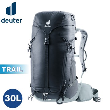 【Deuter 德國 30L TRAIL 輕量拔熱透氣背包《黑》】3440724/戶外休閒包/健行登山包