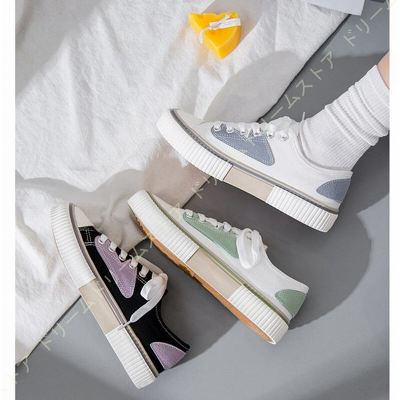 ぺたんこ フラット レディース カジュアル 厚底 スニーカー キャンバスシューズ キャンバス地 靴 歩きやすい 消臭 大きいサイズ 軽量 ウオーキングシューズ 通販 Lineポイント最大get Lineショッピング