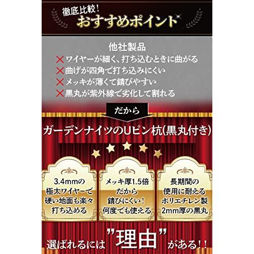 ガーデンナイツ Uピン杭 黒丸付 (雑誌園芸ガイド掲載商品) 15cm 30本セット 極太強力ピン 防草シート 固定ピン ぼうそうしーと 押さえ