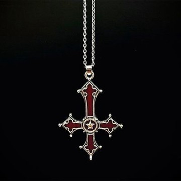 【台灣有貨】 【5502人收藏】血紅色三層韓版哥特式十字吊墜項鍊飾品歐美朋克十字架學生頸鍊