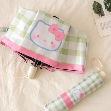 晴雨傘🎀 凱蒂貓格子Kitty可愛雨傘遮陽傘太陽傘防曬女晴雨兩用學生紫外線